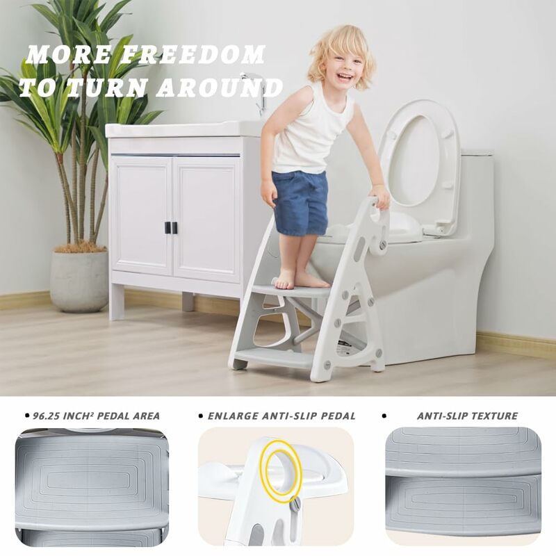 幼児用トイレトレーニングシート、幼児用ステップ、2 in 1スツール、調整可能な高さ、幼児用ノンスリップチェア