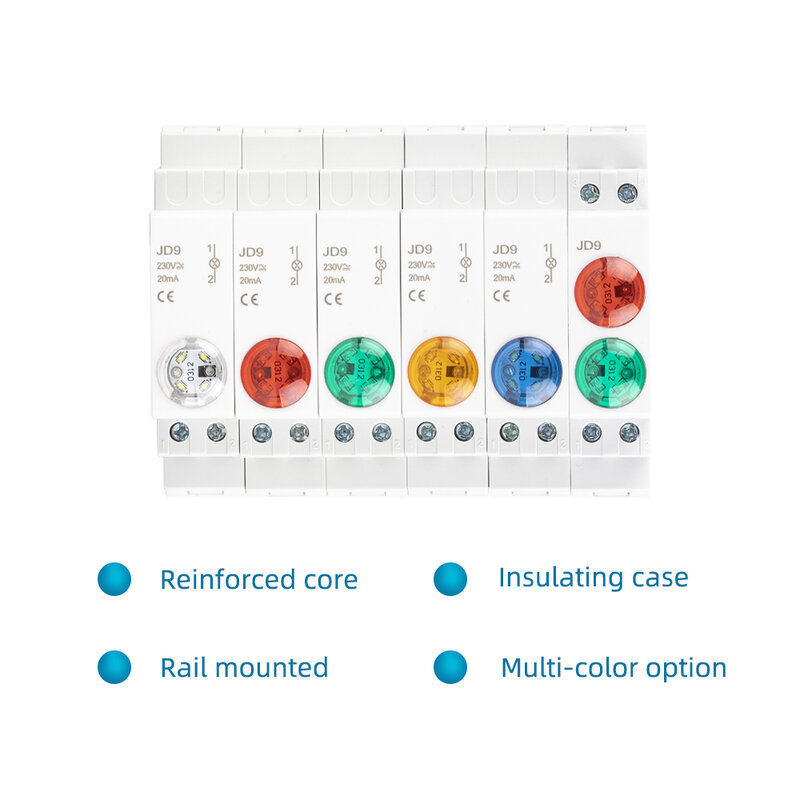 Lampada di segnalazione a LED per montaggio su guida Din serie AC/DC 24V 220V che indica le luci pilota JD9