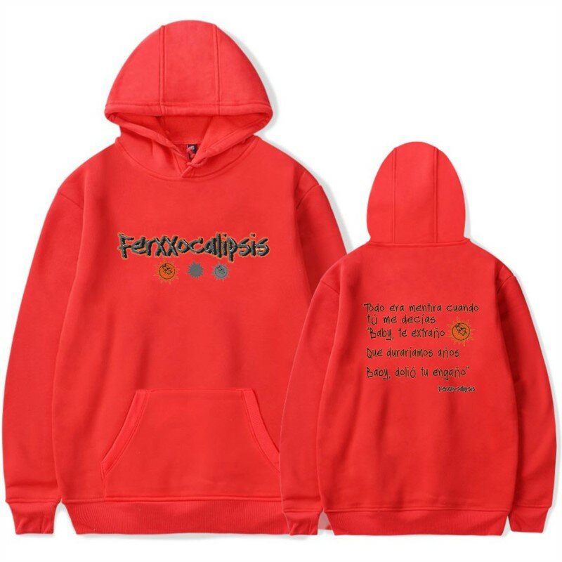 Feid Ferxxocalipsis hoodie Merch untuk pria/wanita Unisex kasual Rapper Fashion lengan panjang Sweatshirt bertudung Streetwear