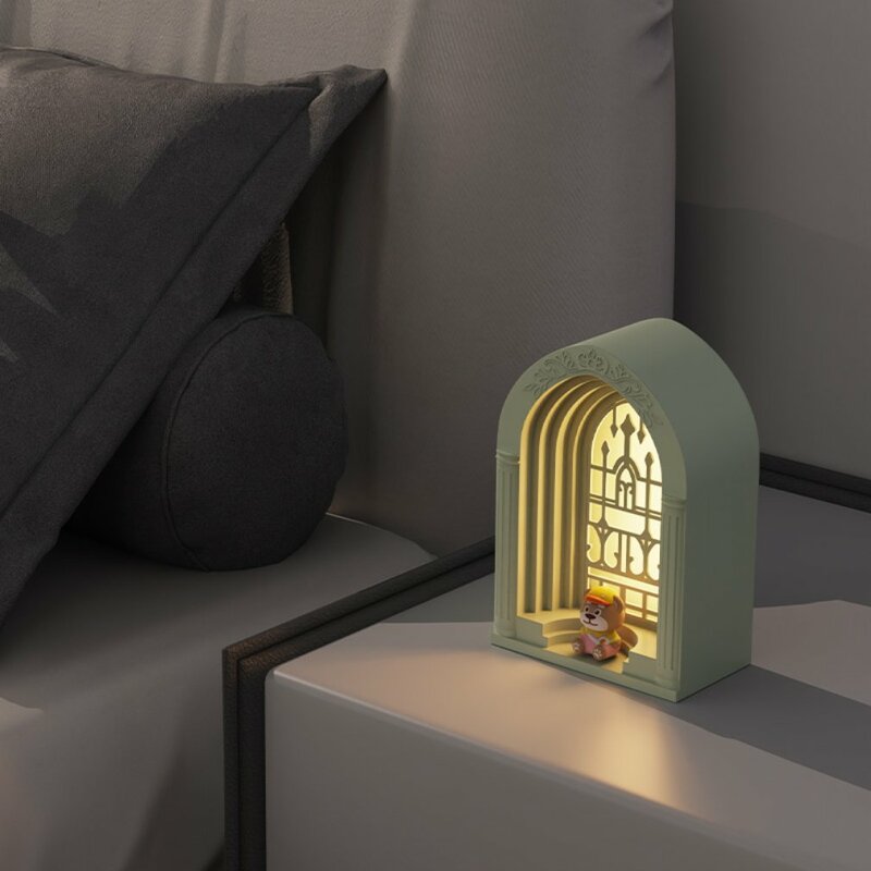 Luz nocturna con forma de puerta para niños y bebés, luz Led de dibujos animados con Sensor infrarrojo del cuerpo humano, regalo de Navidad, 2024