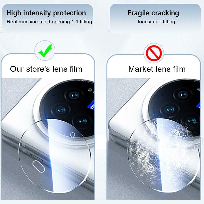 Filme de capa traseira ultra fino para Vivo X Fold3, Fold 3 Pro, vidro temperado claro, proteção total, câmera, Le P2G5