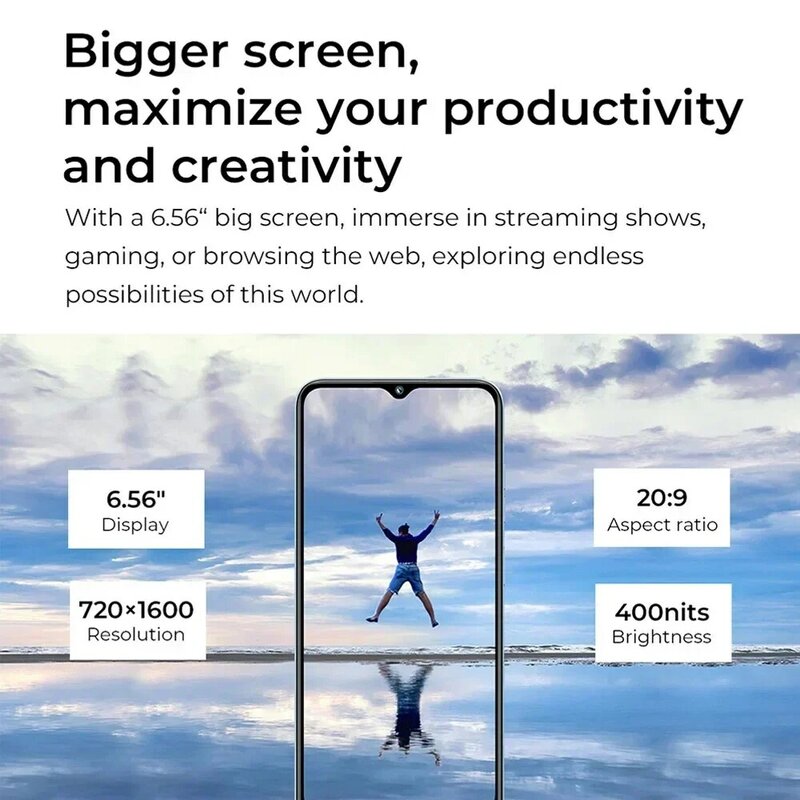 OUKITEL C36 Smartphone con schermo HD + da 6.56 pollici Android 13 Octa Core 4GB + 128GB cellulare 13MP 5150mAh 4G cellulare economico in vendita