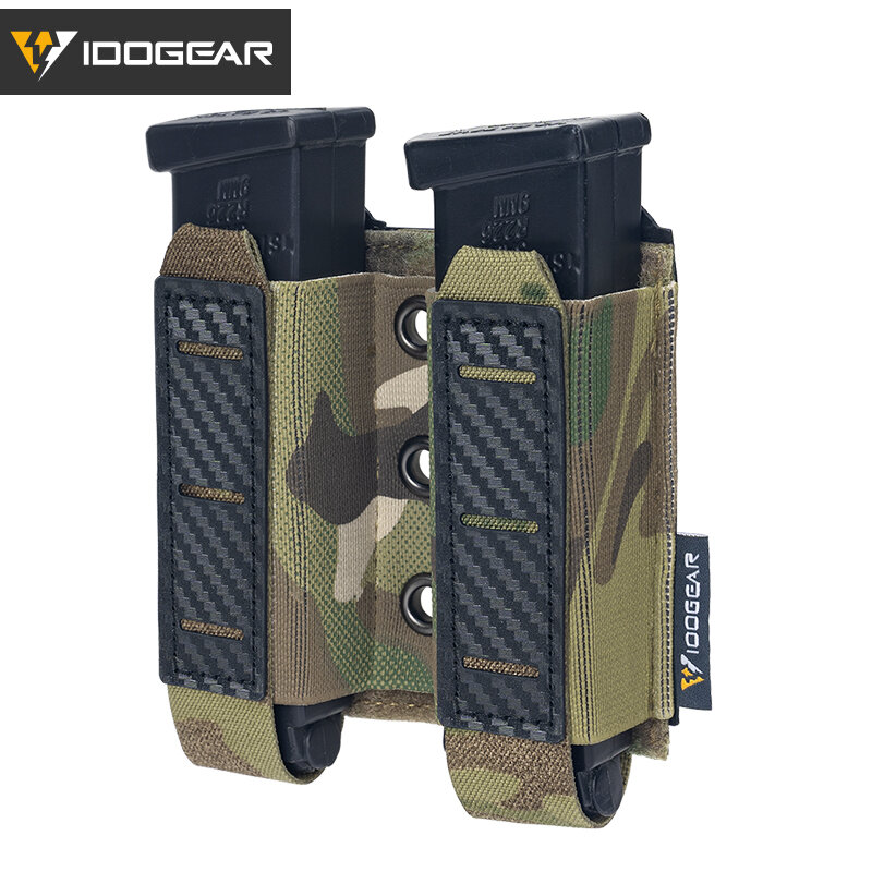 Idodgear Tactical Mag Pouch 9mm Double Mag Carrier in fibra di carbonio MOLLE Pouch Camo 3590