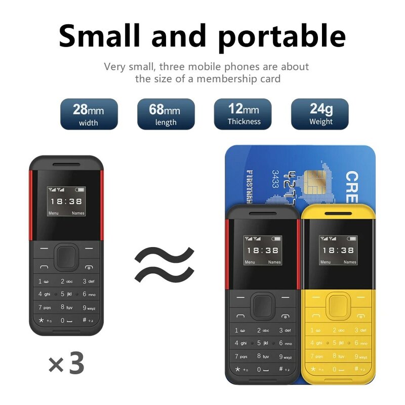 Super Mini Telefone Móvel, Ultra Leve, Teclado Portátil, Câmera Nenhuma, Dual Sim, Versão Global, GSM, Bluetooth, Telefone Pequeno, BM222