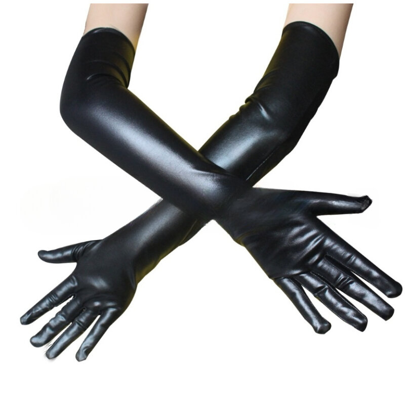 Перчатки женские из искусственной кожи, вечерние длинные латексные перчатки с мокрым внешним видом, для танцев, для улицы и представлений