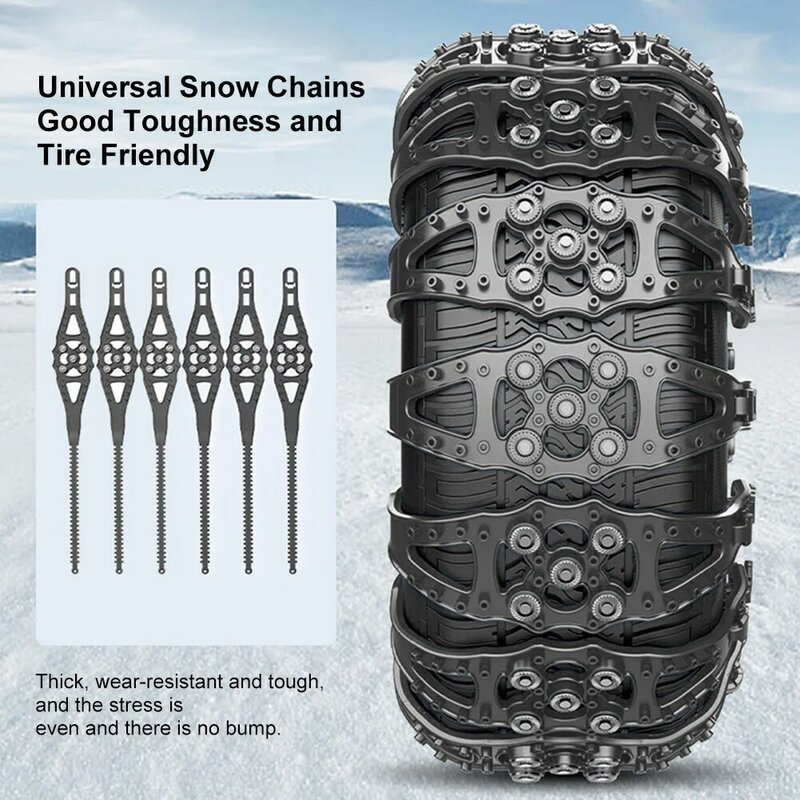 Car Tire Chains Winter Snow Wheels Chain Outdoor Snow Tire Emergency Double Grooves Anti-Skid Chains for 165-275mm Tire 1/2/4pcs