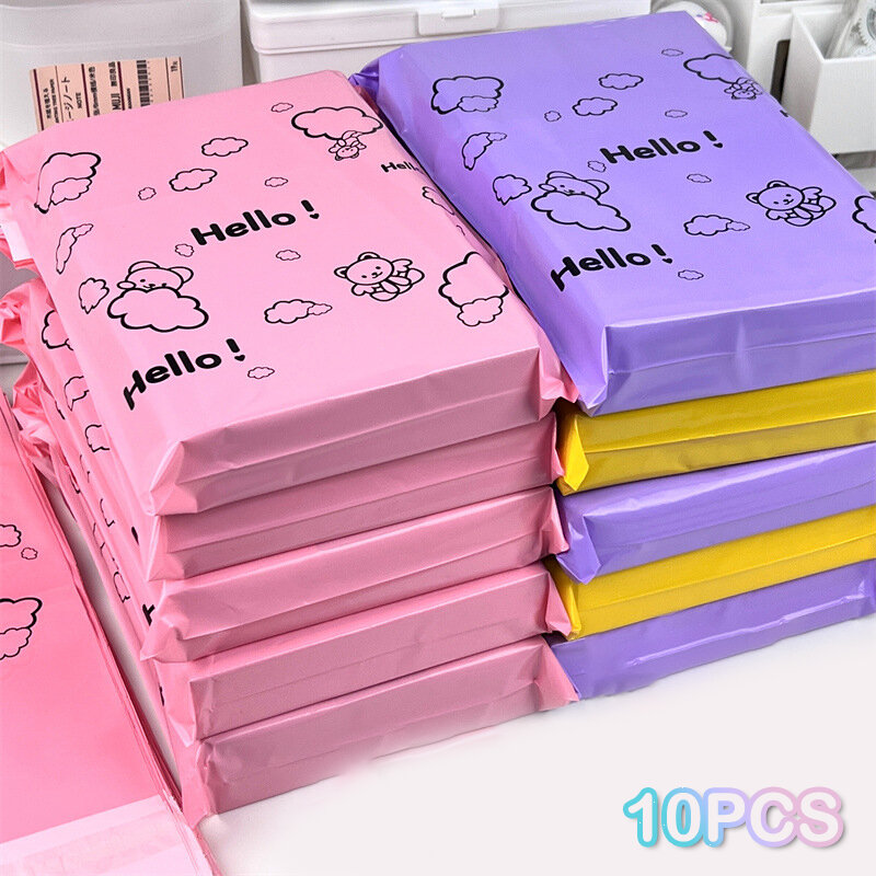 10pcs correio saco envelope embalagem sacos rosa impermeável selo auto adesivo saco