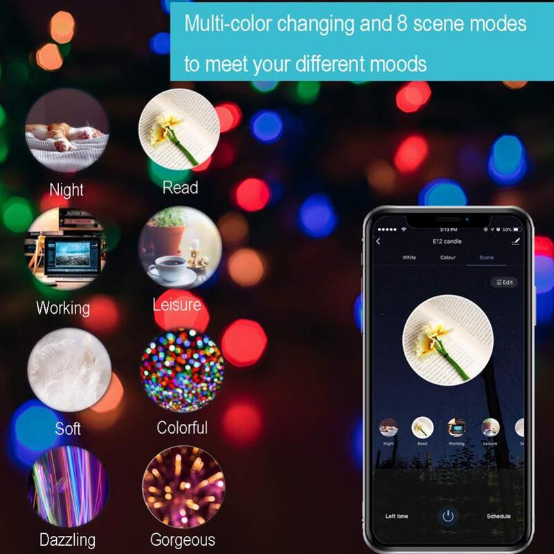 CoRui Smart Light Bulb WIFI Smart LED Light 6W E14 E26 E27 B22 Dimmable Remote Control Smart Home Works With Alexa Google Home