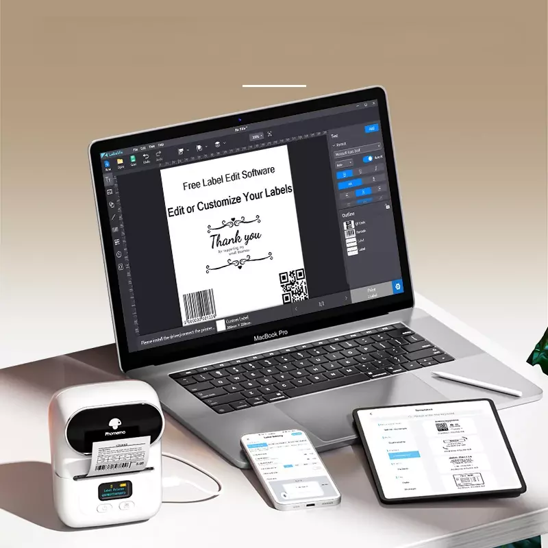 Impressora de etiquetas térmica portátil, Série M110, Handheld, Bluetooth, Supermercado Preço Tag, Barcode, Conector USB, Rolos de papel, Comercial