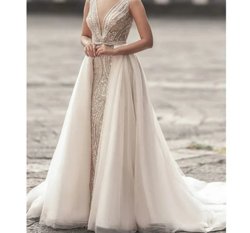 Champagne Detachable Tulle Overskirt Bridal Overlay Skirt for Wedding accessory