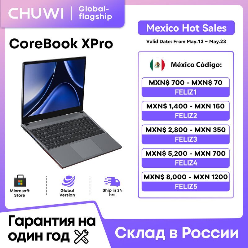 CHUWI-CoreBook XPro Gaming Laptop, 16GB de RAM, 512GB SSD, 15,6 ", tela IPS, Intel, 6 núcleos, i3-1215U, Core até 3,70 GHz, Notebook