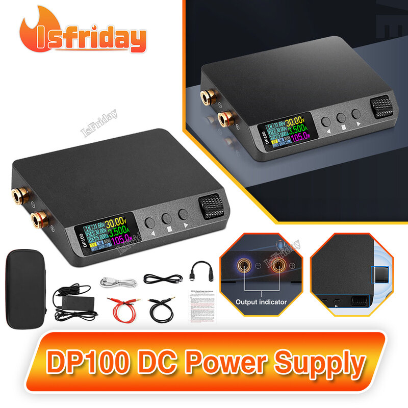 Catu daya DC DP100 Lab Mini, catu daya Digital 30V 5A 100W tegangan stabil dapat disesuaikan 100W tegangan konstan