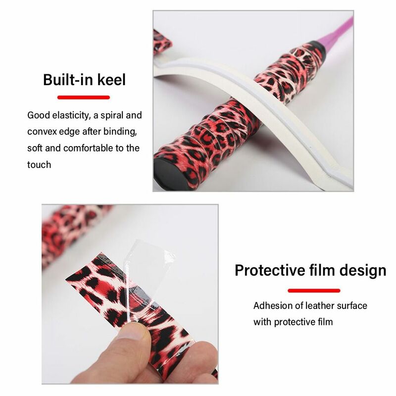Luipaardprint Badmintonracket Grip Grip Bloemenprint Zelfklevende Antislip Grip Tape Tennis Paddle Multi-Color Over Grepen