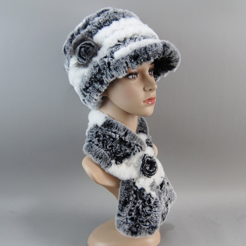 2024, вязаная женская зимняя шапка, женский шарф, женская зимняя женская шапка-глушитель из натурального теплого меха кролика рекс