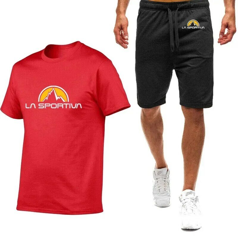 2024 musim semi musim gugur baru pria La Sportiva Logo cetak kasual ritsleting berkerudung nyaman warna Solid Splicing jaket katun