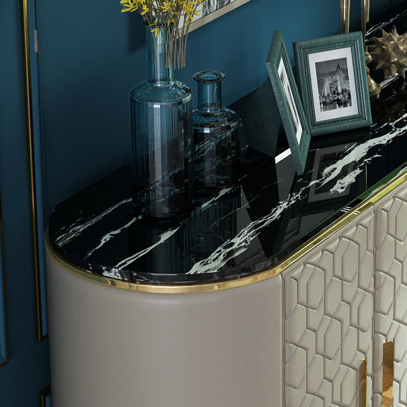 Modern marble customized Nordic metal foyer cabinet with multifunctional American wine cabinet at the dining edge