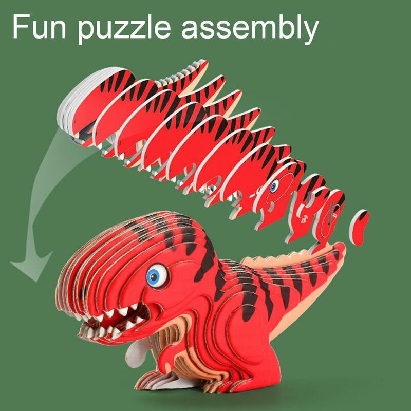3D пазл в виде динозавра для детей, Обучающие игрушки Монтессори, забавная ручная сборка «сделай сам», трехмерная модель, игрушка для мальчиков и девочек