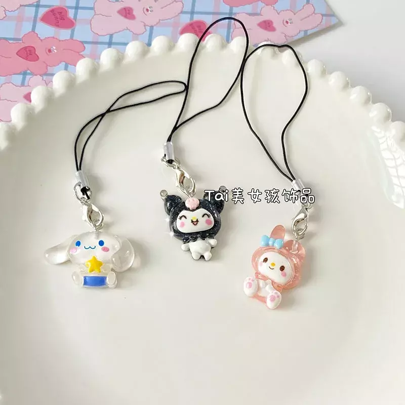 Anime My Melodys Bag portachiavi Cartoon Cinnamonrolls Hello Kittys Cute Phone Pendant Girly Items ciondolo corda decorazione regalo