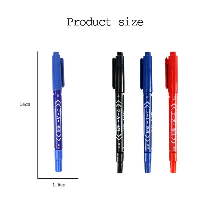 10Pcs Twin Tip Permanent Marker Black/Blue/Red Oil Marker Pen Fine Nid Marker Ink Stationery School & Office Supplies