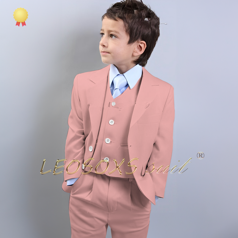 Boys' suit with hemming design 3-piece set (jacket + vest + trousers) children's wedding party event birthday custom dress