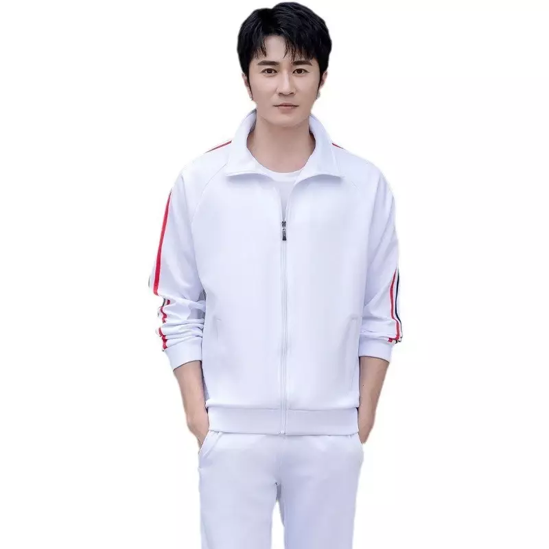 Nowa męska zestawy odzieży sportowej dres codzienny wiosenna jesienne garnitury męska 2-częściowa bluza + spodnie biała odzież sportowa