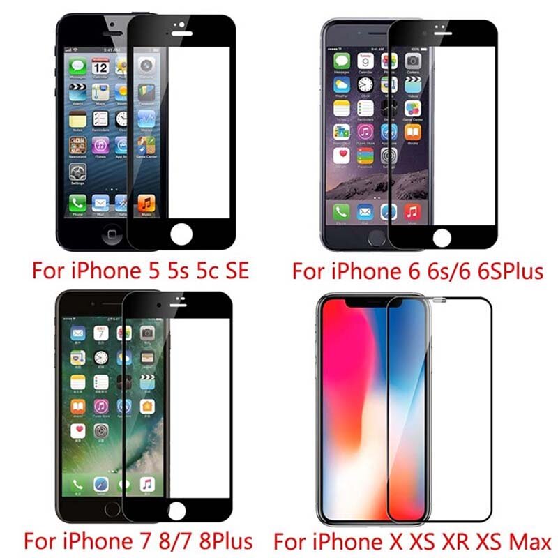 Cho iPhone 14 13 Pro Max Kính 4 12 11 9D Full Keo Cường Lực X XR XS 7 8 Se2020 Plus Bảo Vệ Tự Do Shippin