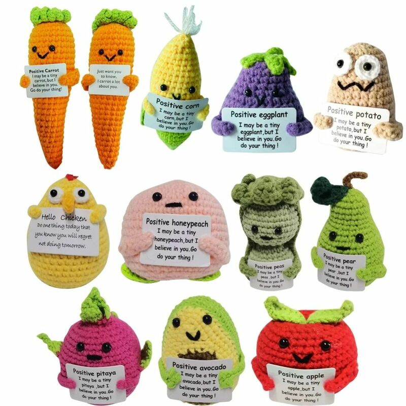 Boneka buah sayuran energi positif liontin kentang Mini ornamen mewah hadiah dekorasi rumah boneka benang wol rajut