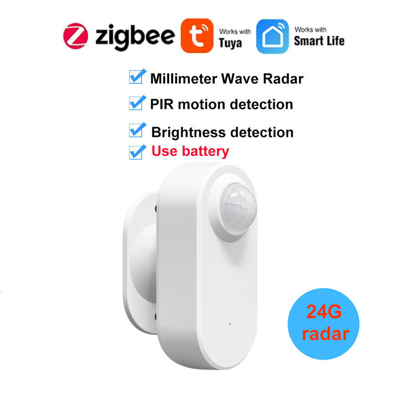 Tuya Zigbee Human Presence Detector,Luminance/Distance Detection,  Smart PIR Motion Sensor Support Zigbee 2mqtt Home Assistant