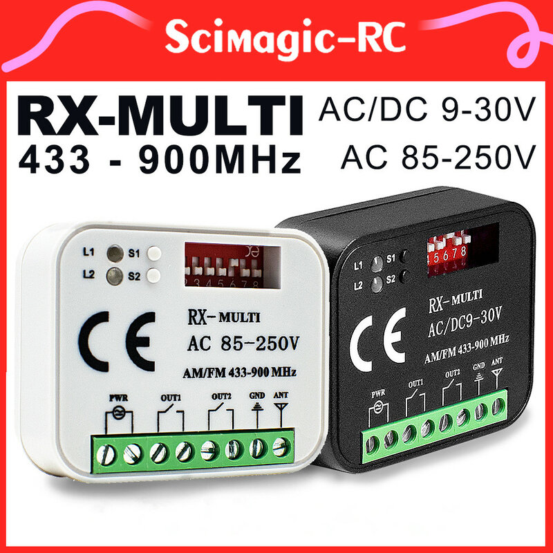Universal RX Multi Frequenz 300-868MHz Garagentor Fernbedienung Empfänger 2-Kanal-Controller Schalter öffner für MHz