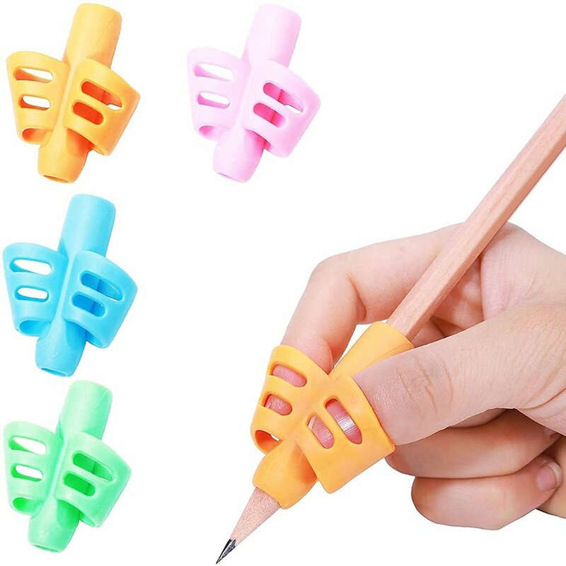 3/4 pces crianças escrevendo lápis caneta titular crianças aprendendo practise silicone caneta aid dispositivo de correção postura para estudantes