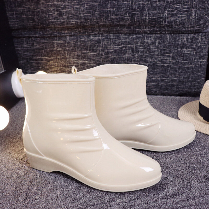2023ใหม่แฟชั่นผู้หญิง PVC Overshoes ผู้หญิงรองเท้าบูทกันฝนผู้หญิงสั้นยางรองเท้าน้ำรองเท้ากันน้ำแฟชั่น36-40