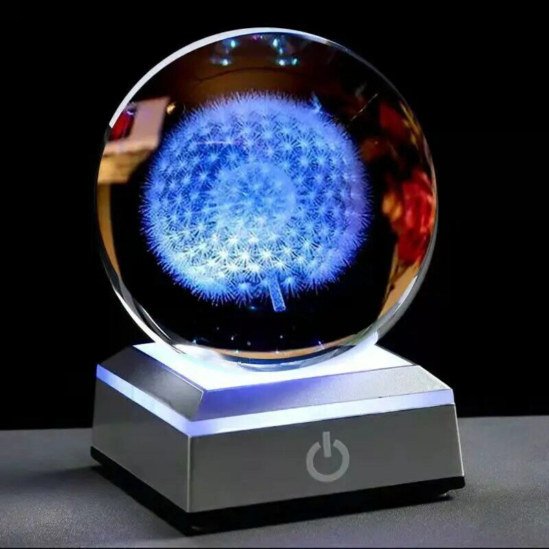 Crystal Ball Laser Inner Carving Meteor Solar System Sphere Three-Dimensional Miniature Planet Decoration Table Ambience Light