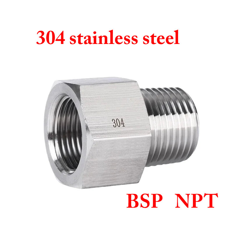 BSP-buje reductor hexagonal hembra a macho, adaptador de acero inoxidable 1/8, accesorio de alta presión para manómetro, 1/4 ", 3/8", 1/2 ", 304"