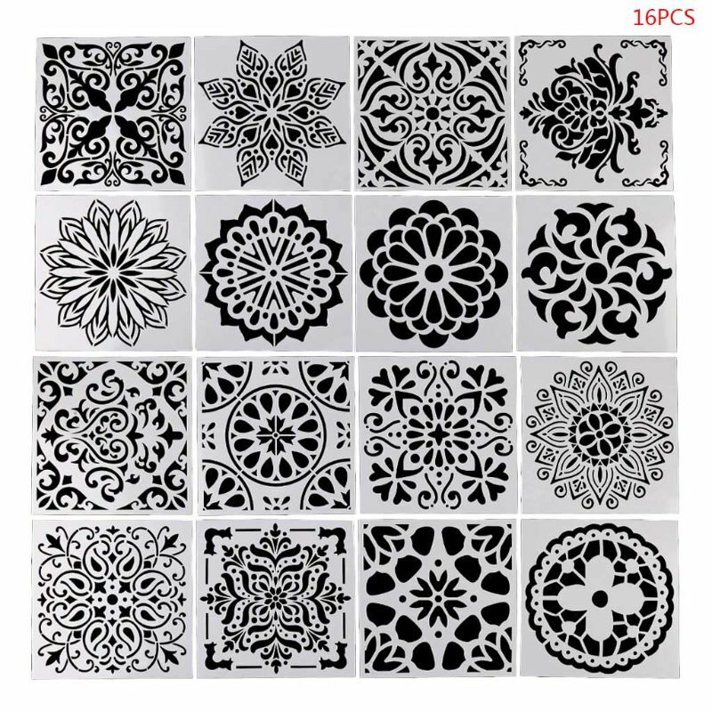 16 unids/set Mandala plantilla dibujo regla esténcil tablero pintura decoración álbumes DIY herramienta artesanal