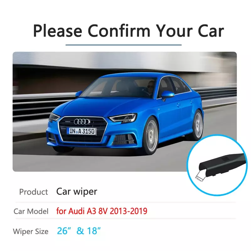 Per Audi A3 8V 2013 2014 2015 2016 2017 2018 2019 S3 RS3 Sline parabrezza spazzole lavavetri accessori spazzole tergicristallo per auto
