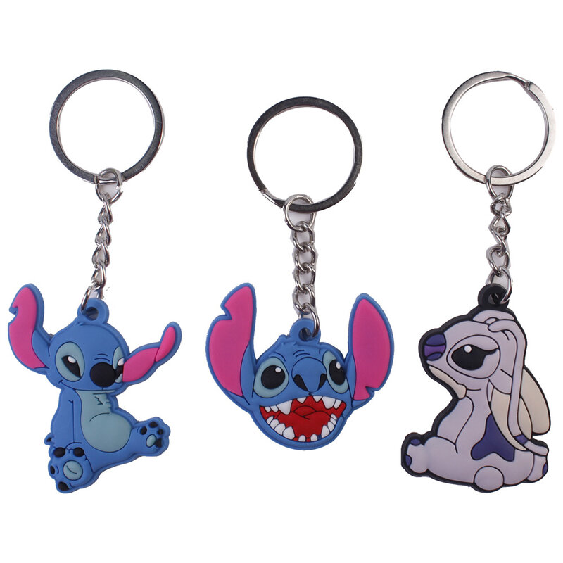 Disney Stitch kartun silikon gantungan kunci tokoh Anime Lilo & Stitch tas liontin anak laki-laki perempuan hadiah Hari anak-anak gantungan kunci