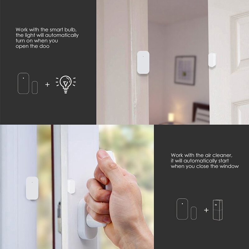 Aqara-mini sensor de porta e janela inteligente, zigbee, conexão sem fio, trabalhar com mi home app, para android e ios