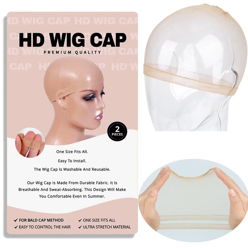 Gorro de red para peluca HD, gorro de secado de cabello para niñas, accesorios invisibles para el cabello, medias elásticas transparentes, 10 piezas