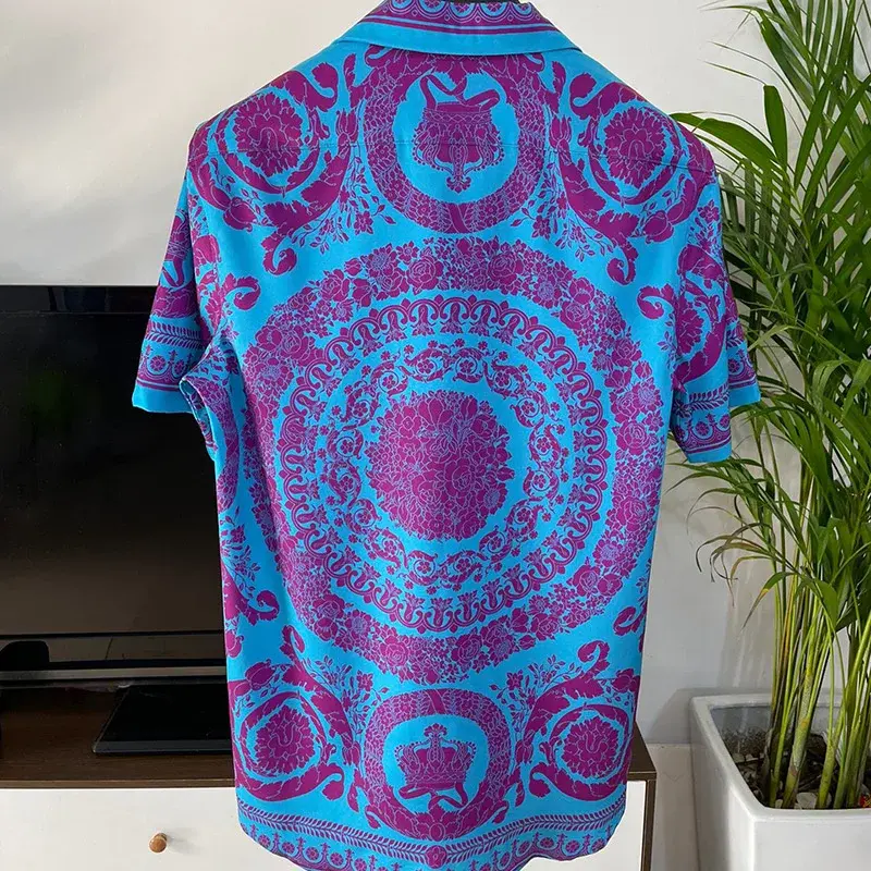 Костюм Гавайский мужской для отпуска, роскошная рубашка с цветочным принтом, модная брендовая одежда на пуговицах с коротким рукавом, повседневный наряд, 2 предмета, лето