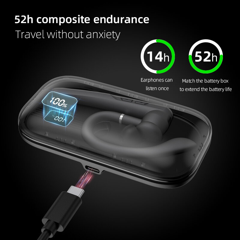 Casque sans fil Bluetooth V5.3 pour la conduite professionnelle, écouteurs mains libres, écouteur 54 heures avec micro antibruit ENC