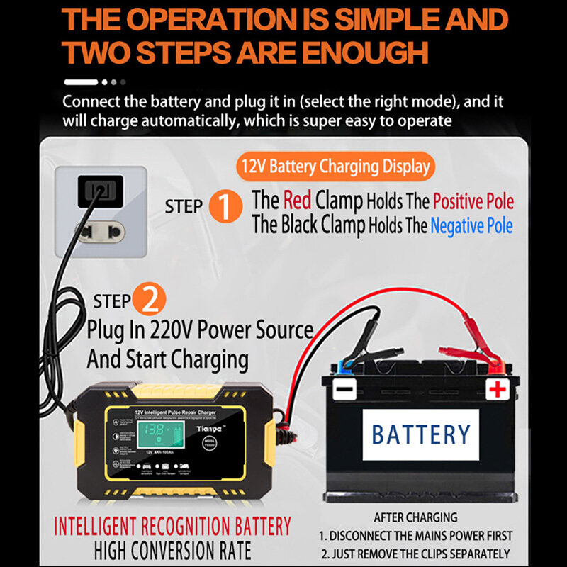 Chargeur de batterie de voiture numérique Snap12 V, charge de réparation entièrement automatique pour moto SUV Stea, accessoires de voiture