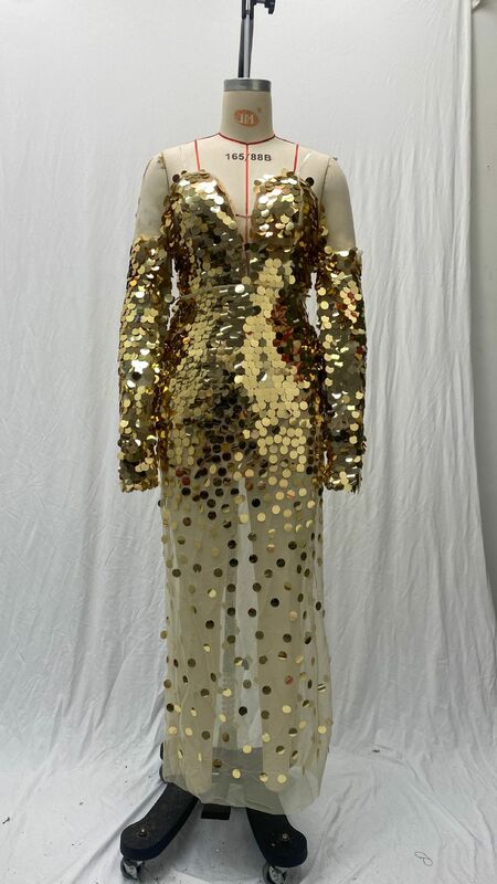 BKLD 2024 летняя новая женская одежда, платье с блестками, модное лоскутное платье с открытыми плечами, сексуальное Сетчатое прозрачное вечернее длинное платье