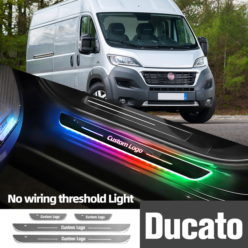For Fiat Ducato 1995-2016 2010 2011 2013 2015 Car Door Sill Light Customized Logo LED Welcome Threshold Pedal Lamp Accessories