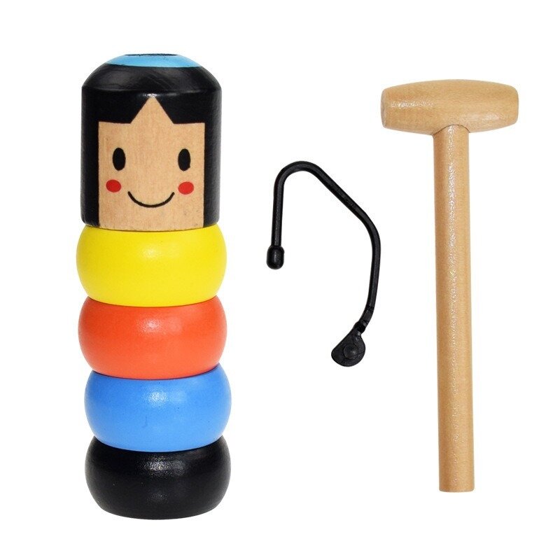 New Immovable Tumbler Magic Stubborn Wood Man Toy Funny Unbreakable Toy Magic Tricks Close-up Stage Magic Toys
