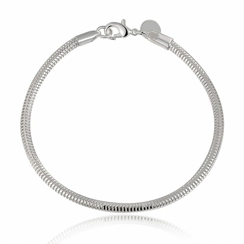 Suyixian gelang dasar 8 inci rantai ular 3mm perak murni 925 untuk pesona wanita perhiasan pesta Fashion pertunangan pernikahan