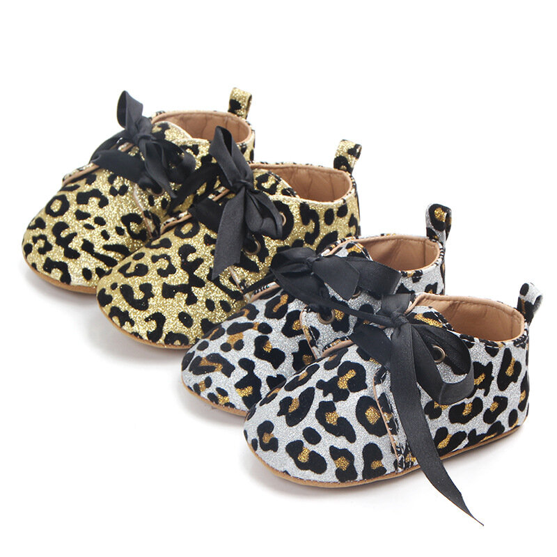 Zapatos informales con estampado de leopardo y purpurina para niñas, calzado infantil de suela suave, novedad