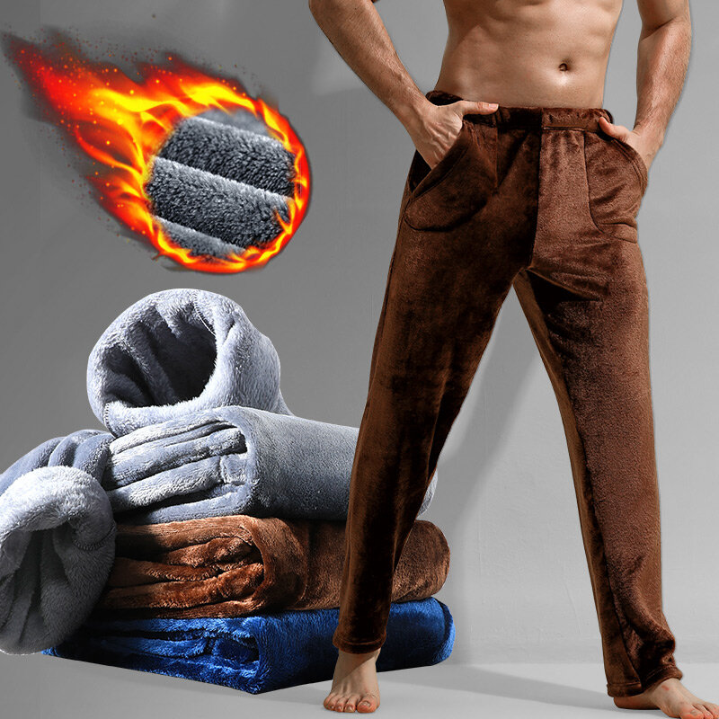 Long Johns Men's Pants Sports Winter Man Sweat-shirt Thermal Plaid Male Jeans Warm Oversize Jogger Home Sweatshirt Training Wide