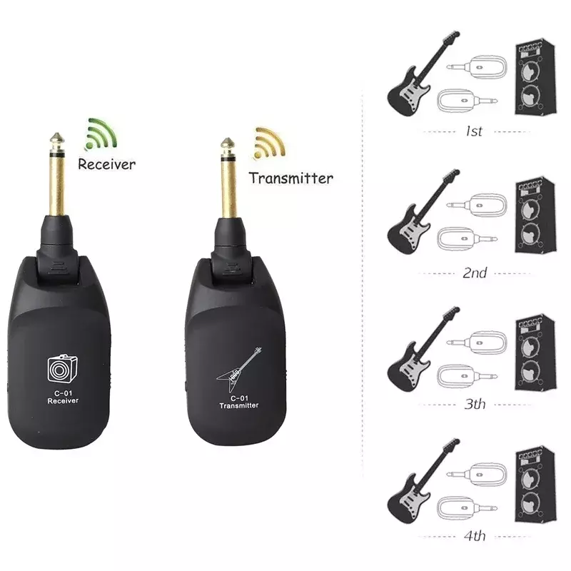 C01/A8 Wireless System Audio Transmitter Receiver Pickup USB Rechargeable Wireless System for Electric Guitar Bass Violin