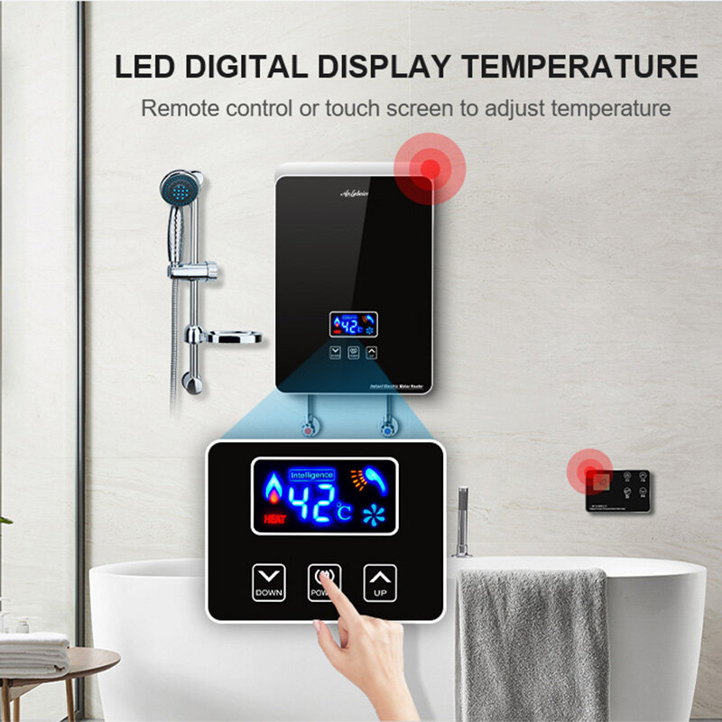 Controle Remoto Instant Bathroom Water Heater, Saver elétrico, Wall Mounted, Tailândia, Frete Grátis