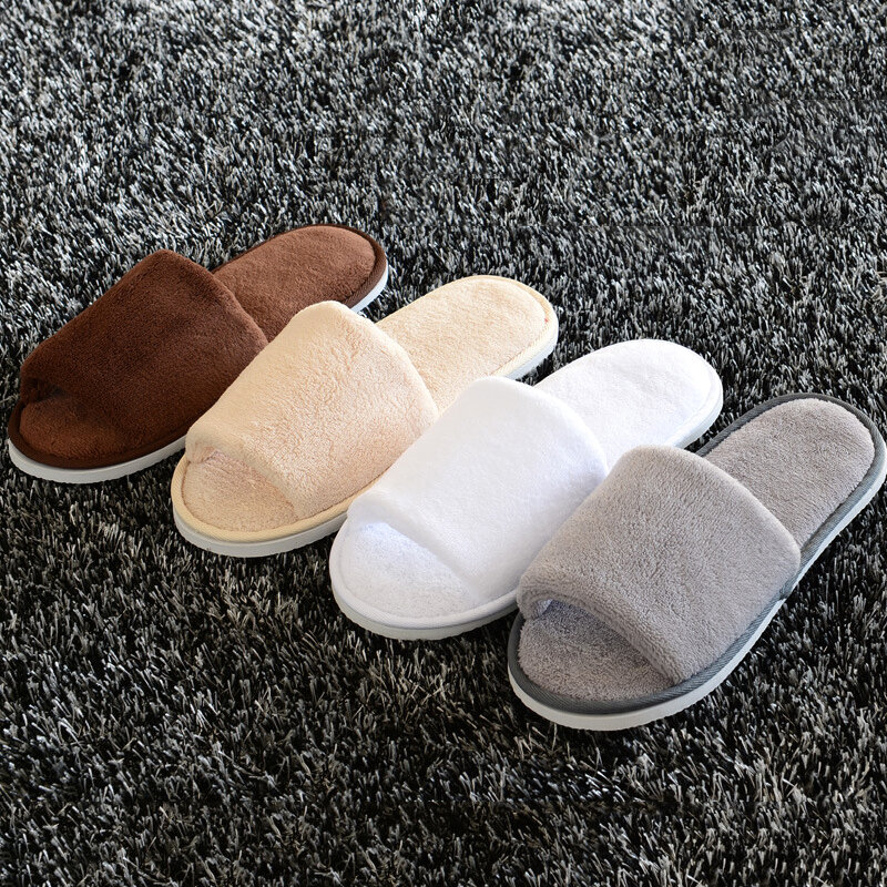 New Winter Women Fur Slippers Open Toe Flip Flops Thicken Warm Plush Home Shoes Couple Indoor Slippers for Bedroom Slides